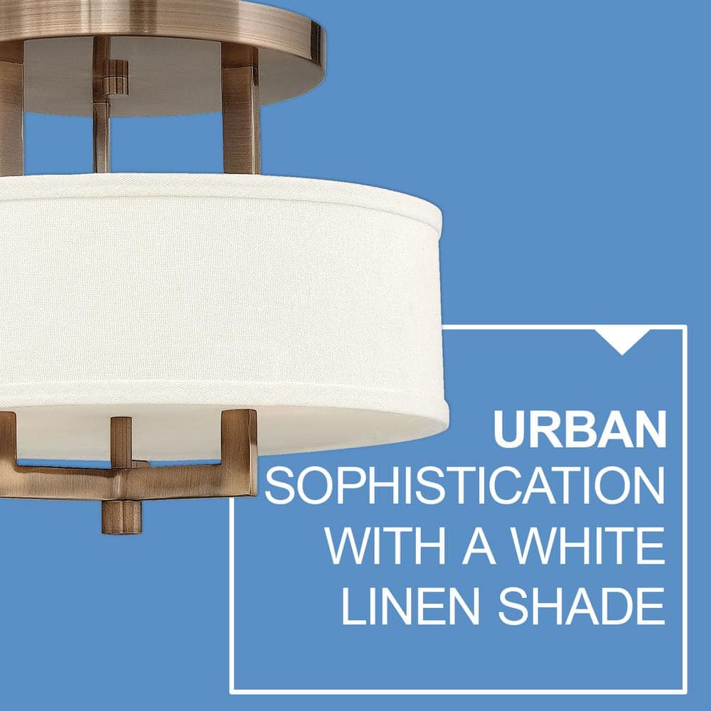 Hampton 3-Light Transitional Semi-Flush Mount in Brushed Bronze