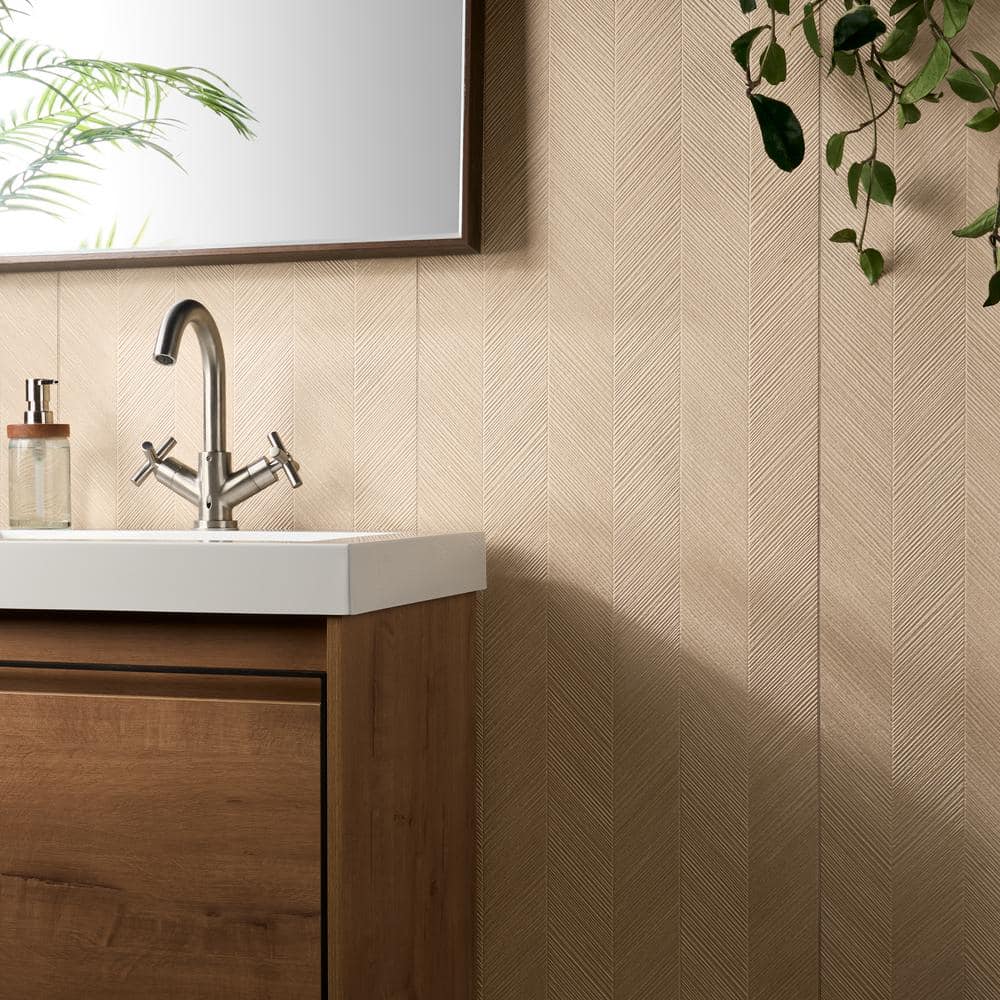 Oakwood Almond Brown Large Matte Ceramic Wall Tile
