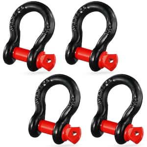 4 Shackle Alloy Steel Cable 8 T Break 1/2 in. D-Ring Strength Heavy Duty Recovery Shackle Tow Ropes Accessories Black