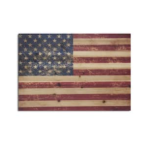 USA Flag Planked Wood Americana Travel Art Print 18 in. x 26 in.