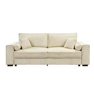 91 in. 3-seat Classic Polyester Sofa Bed in Beige with Storage