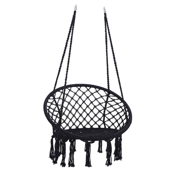 Angel Sar 2.6 ft. Portable Macrame Swing Hammock Chair