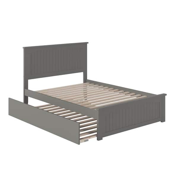 AFI Nantucket Full Platform Bed with Matching Foot Board with Full Size Urban Trundle Bed in Grey