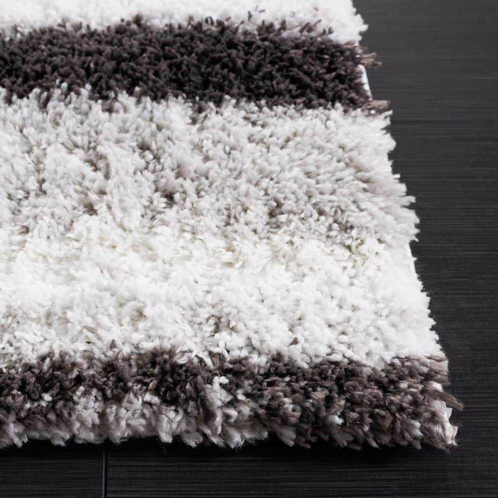 Soft Hues Berber-Inspired Square Shag Area Rug - 7' x 7', Light Grey/Dark Grey