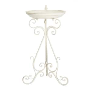 Ashlan Pearl White Iron Round Birdbath