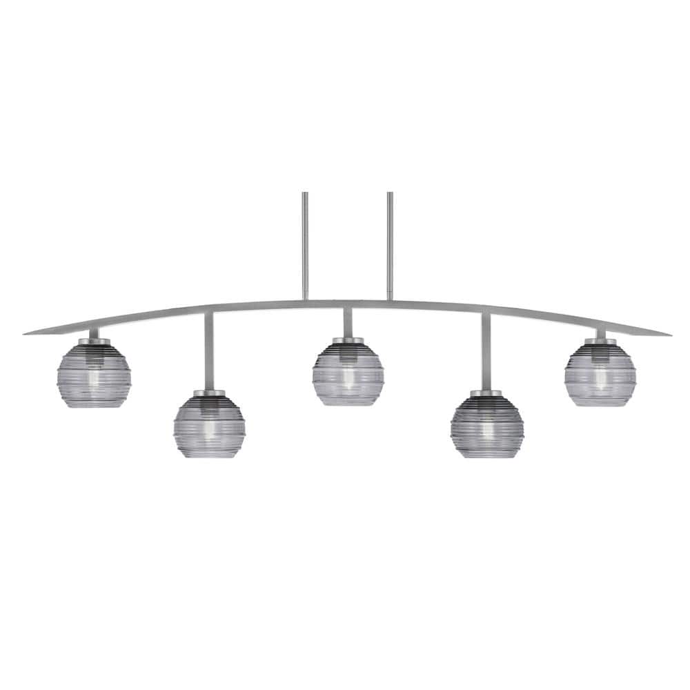 Siena 51.25 in. 5-Light Graphite Chandelier with 6 in. Smoke Ribbed Glass S