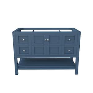 Alicia 47.25 in. W x 21.75 in. D x 32.75 in. H Bath Vanity Cabinet without Top in Matte Blue with Chrome Knobs