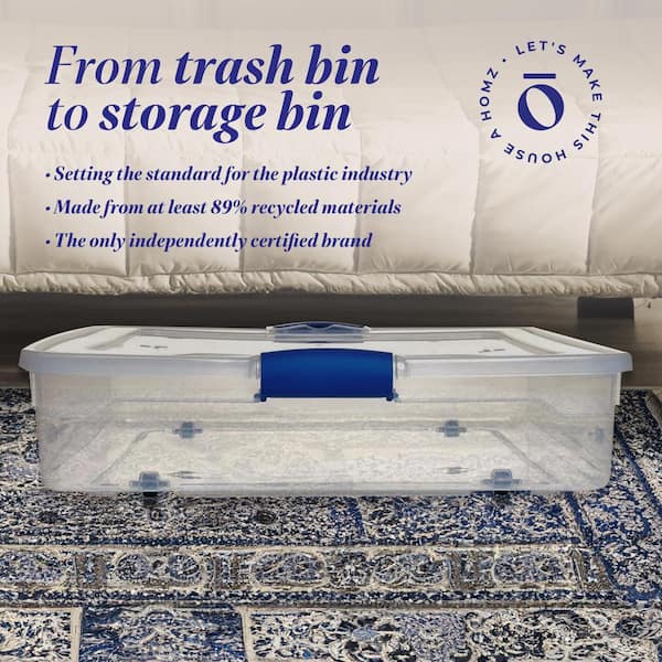 HOMZ Underbed 56 Qt. Secure Latching Clear Plastic Storage