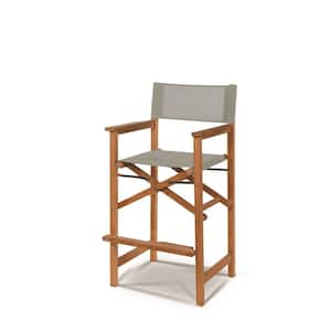 Directeur Folding Counter Height Teak Outdoor Dining Chair in Taupe