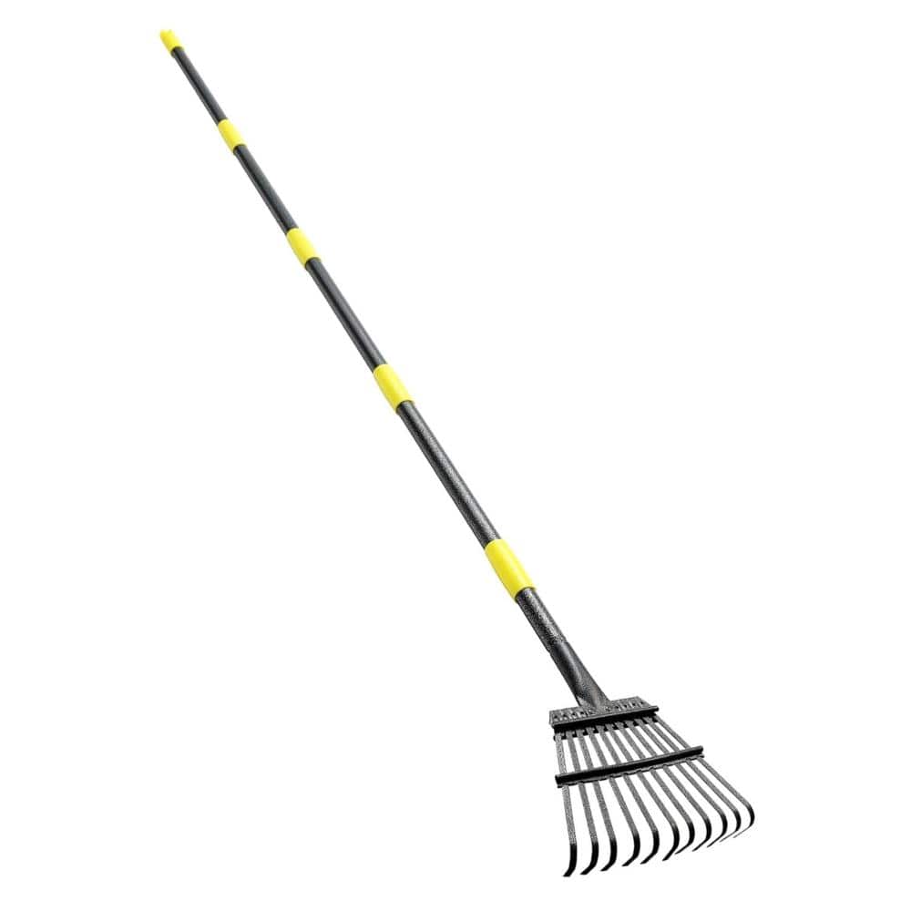 78 in. Metal Handle Small Leaves Rakes for Gardening (Black) D0DCG4T221 ...