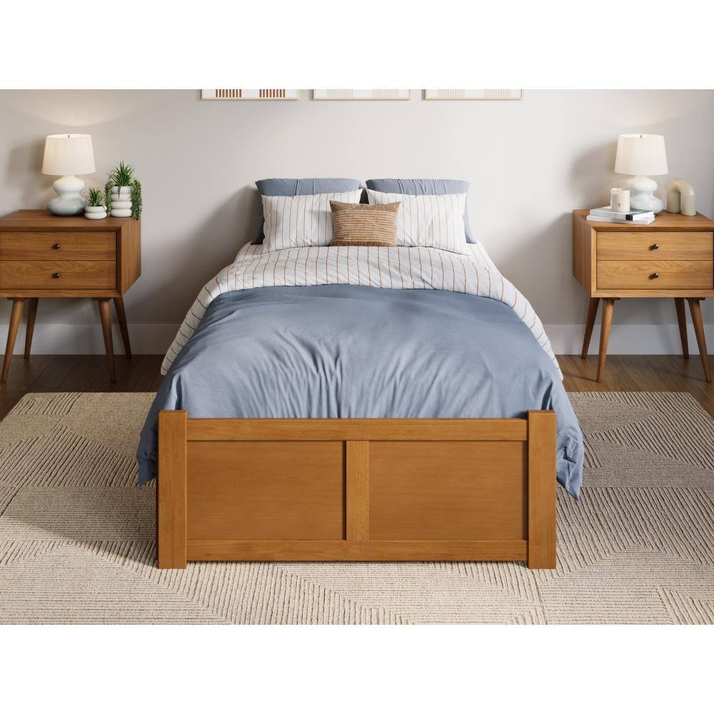 Light Toffee Twin XL Wood Platform Bed with Storage Drawers