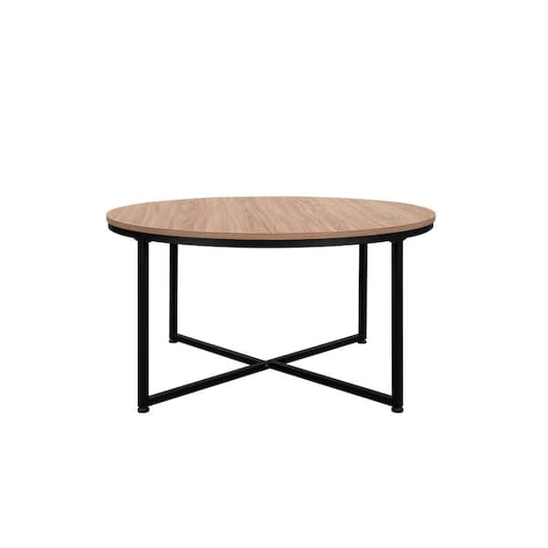 Light Brown Round Metal Coffee Table
