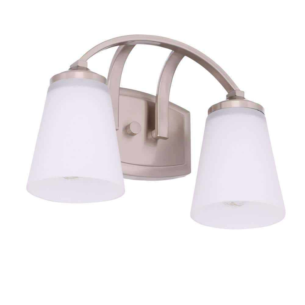 Brushed Nickel 2-Light Dimmable Bathroom Vanity Fixture