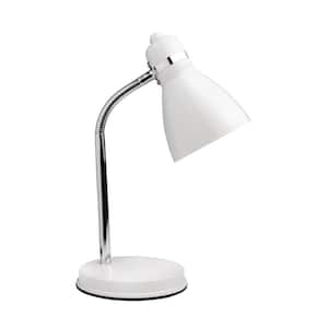 13 in. Oxford Classic White Desk Lamp with A15 LED Light Bulb Included, Reading Light for Home Nightstand, Warm White
