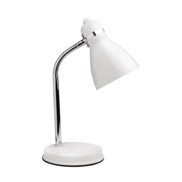 Newhouse Lighting 13 in. Oxford Classic White Desk Lamp with A15 LED Light Bulb Included, Reading Light for Home Nightstand, Warm White