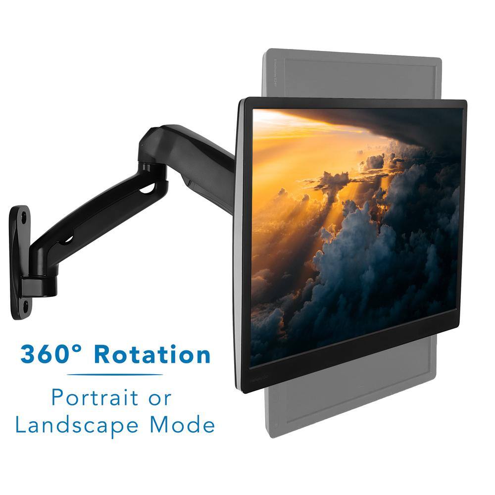 Black Adjustable Full Motion Wall Mount Monitor Arm