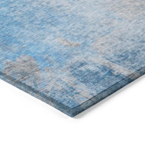 Blue and Gray 10 ft. x 14 ft. Woven Abstract Rectangle Indoor/Outdoor Area Rug