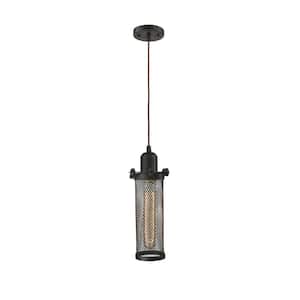 Quincy Hall 1-Light Oil Rubbed Bronze Shaded Pendant Light with Oil Rubbed Bronze Metal Shade