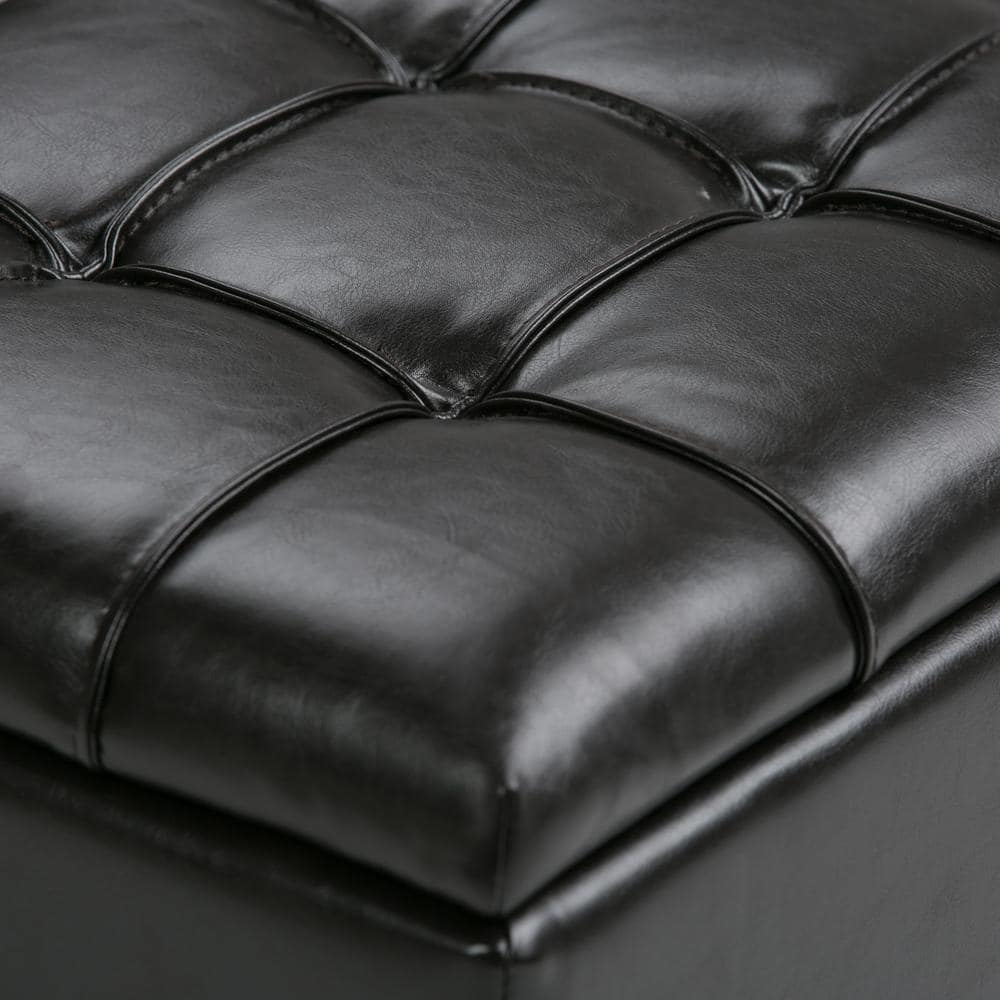 Tanners Brown Tufted Faux Leather Multipurpose Ottoman Set