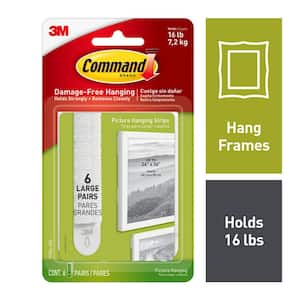 Command Large Picture Hanging Strips, Damage Free Hanging Picture Hangers, No Tools Wall Strips for Living Spaces, 14 White Adhesive Strip Pairs(28