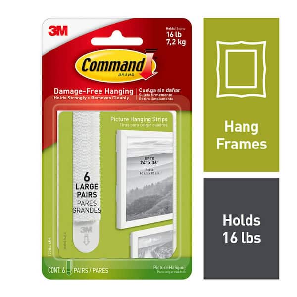 6 PACKS of 6 Command Damage Free Hanging Picture Hanging Strips Large 17206-6ES 