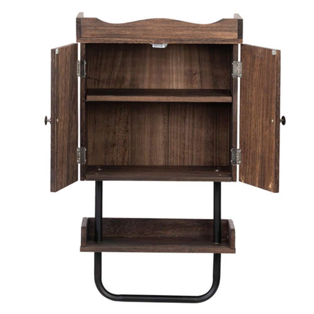 8.98 in. W x 16.14 in. D x 29.02 in. H Brown Bathroom Wall Cabinet