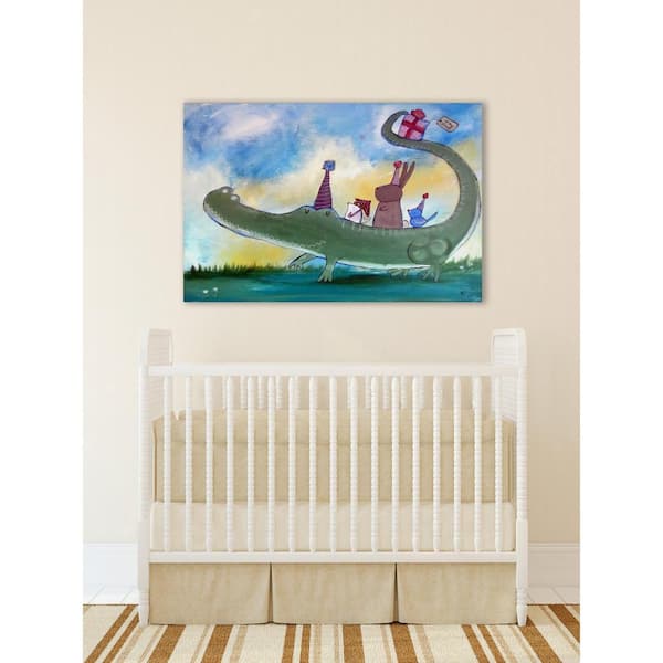 Unbranded 16 in. H x 24 in. W "Alligator Birthday" by Marmont Hill Printed Canvas Wall Art