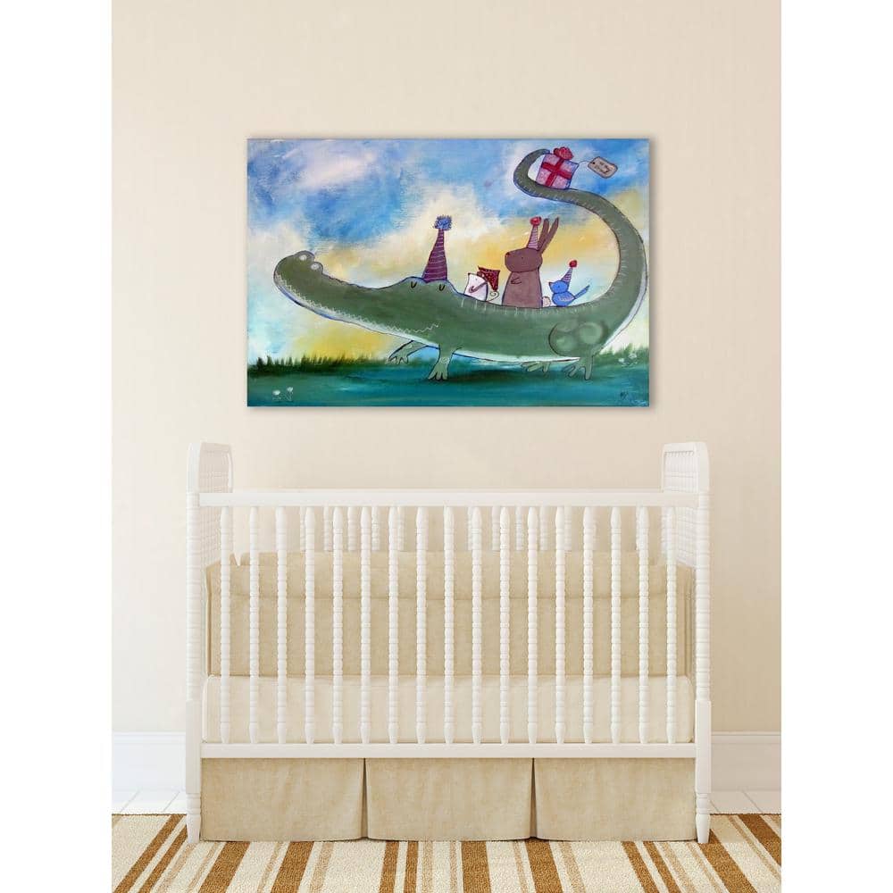 30 in. H x 45 in. W ""Alligator Birthday"" by Marmont Hill Printed Canvas Wall Art, Multi-Colored -  MH-ADRDOS-35-C-45