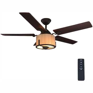 Freyton 52 in. LED Oil Rubbed Bronze Indoor Ceiling Fan with Light Kit and Remote Control Included