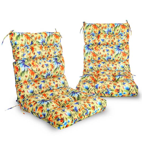 46 in. L x 22 in. W x 4 in. H Outdoor/Indoor High Back Patio Chair Cushion, Set of 2, Floral