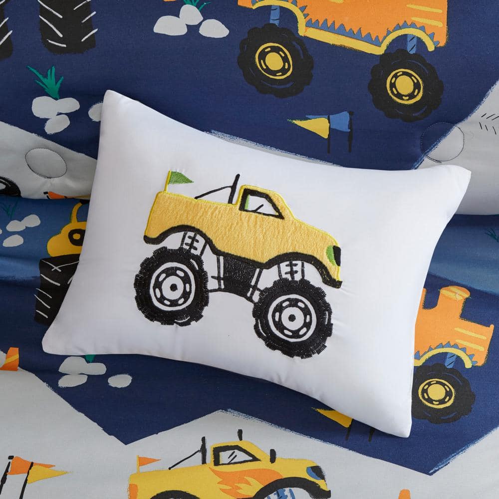 Blue Twin Monster Truck Reversible Comforter Set