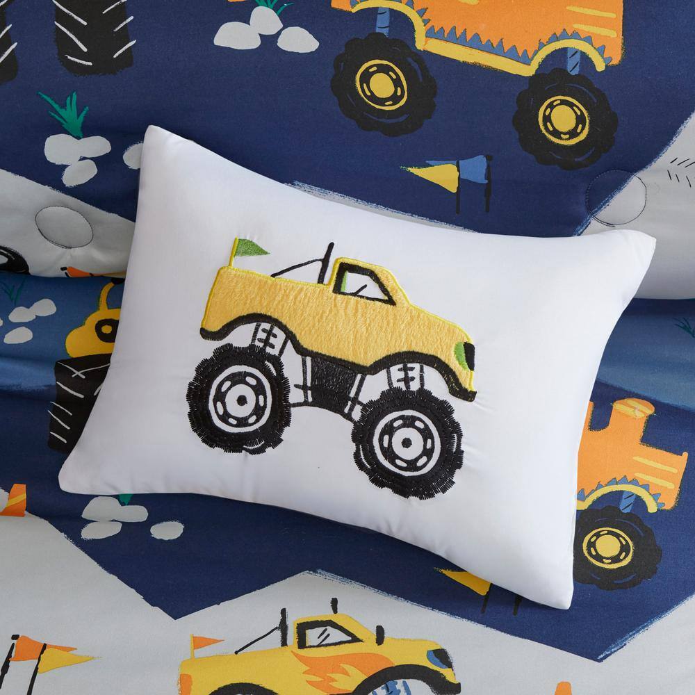 Blue Twin Monster Truck Reversible Comforter Set