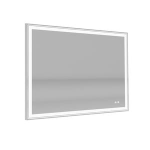 48 in. W x 36 in. H Rectangular Frameless Anti-Fog LED Light Wall Bathroom Vanity Mirror in Silver Finish