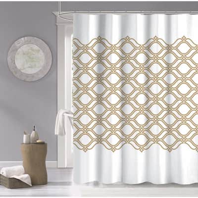 Gold Shower Curtains, Grey White Gold Shower Curtain