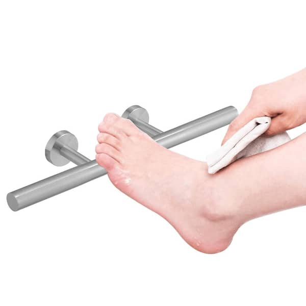 12 in. Wall Mounted Corner Shower Foot Rest Bar for Shaving Legs Bathroom/Spa in Brushed Nickel