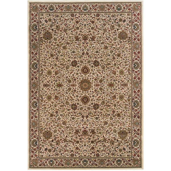 2' X 3' Ivory And Green Oriental Area Rug