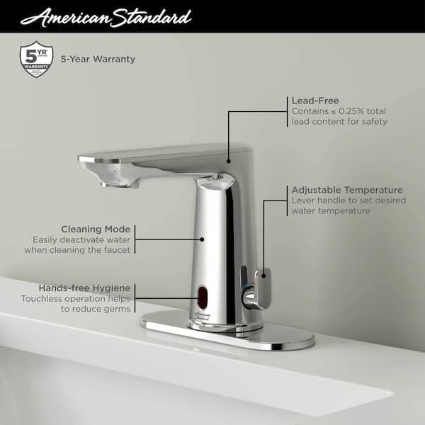 Clean IR DC Powered Touchless Single Hole Bathroom Faucet in Polished Chrome