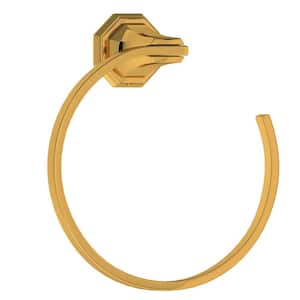 Deco Wall Mounted Hand Towel Holder in Unlacquered Brass