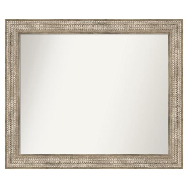 Amanti Art Trellis Silver 38 in. x 32 in. Custom Non-Beveled Wood Framed Bathroom Vanity Wall Mirror
