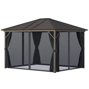 12 ft. x 10 ft. Outdoor Hardtop Canopy Patio Gazebo with Steel Roof, Aluminum Frame Grey