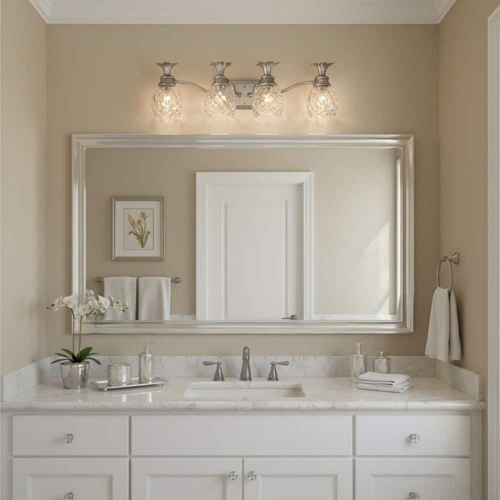 Plantation 29 in. 4 Light Polished Antique Nickel Vanity Light price history on PriceWatchPro