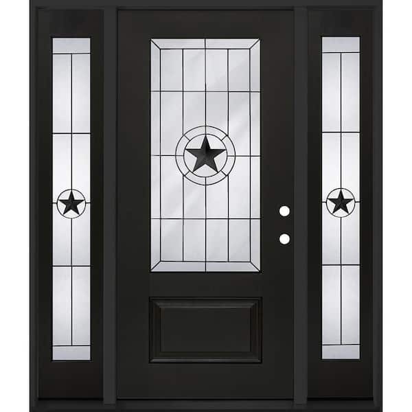 Regency 68 in. x 80 in. 3/4L Alamo Glass LHIS Onyx Stain Mahogany Fiberglass Prehung Front Door w/14in-Full SLs 6-9/16