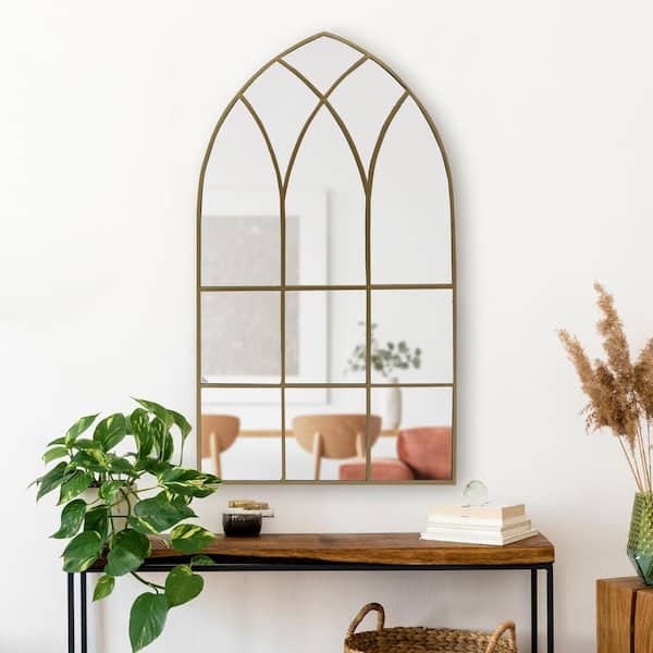 Home Decorators Collection Large Arched Gold Windowpane Classic Accent Mirror 43 In H X 24 W Mr20290g Hd The Depot Home Decorators Collection Large Arched, Arched Window Pane Mirror Large
