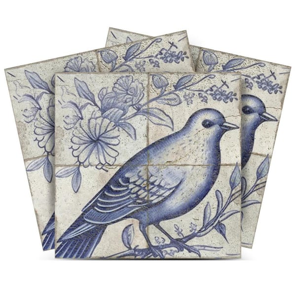 MI ALMA Blue and Light Steel Blue D24 4 in. x 4 in. Vinyl Peel and Stick Tile (24 Tiles, 2.67 sq. ft. Pack)