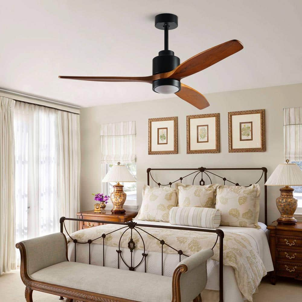 Magic Home 52 in. Remote LED Wood Ceiling Fan Dimmable Lamp with 6 ...