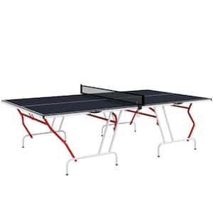 Full Size Ping Pong Table, Foldable into Quarter Tennis Table with Net, Paddles & Balls, MDF, Charcoal Gray