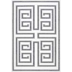 Lachlan White/Black Geometric 2 ft. x 3 ft. Machine-Washable Indoor Area Rug