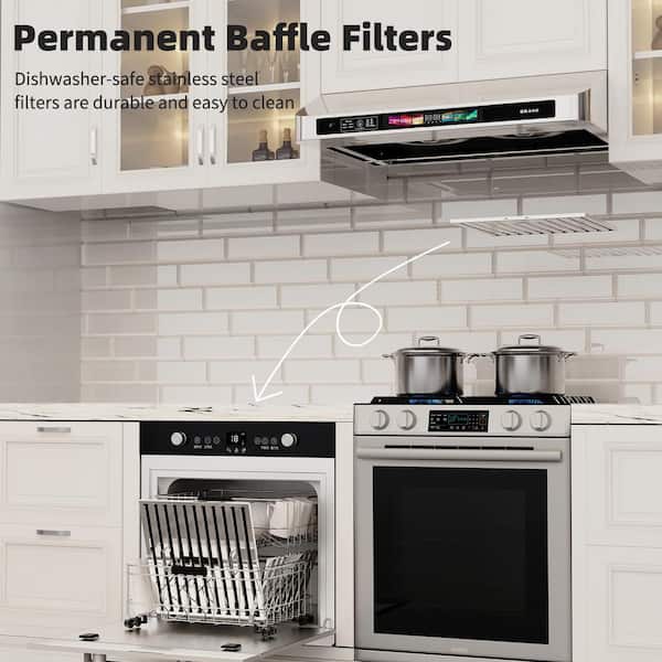 30 in. 900 CFM Ducted Under Cabinet Range Hood in Stainless Steel with Voice/Gesture/Touch Control and LED Lights