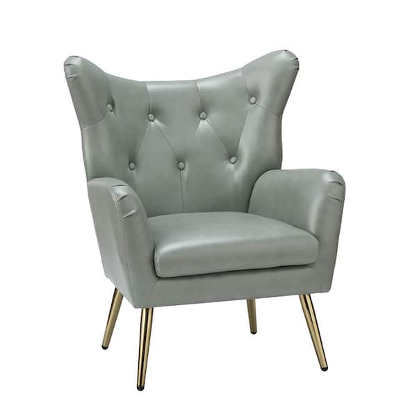 JAYDEN CREATION Frank 30 in.  Sage Faux Leather Arm Chair