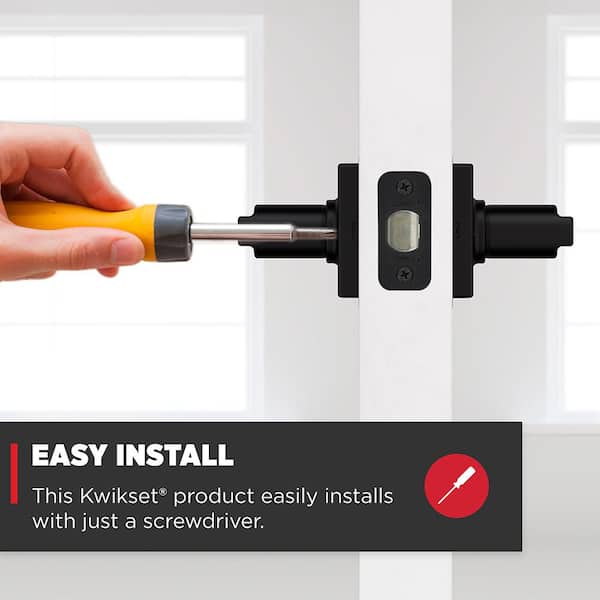 Kwikset Casey Matte Black Hall/Closet Passage Door Handle